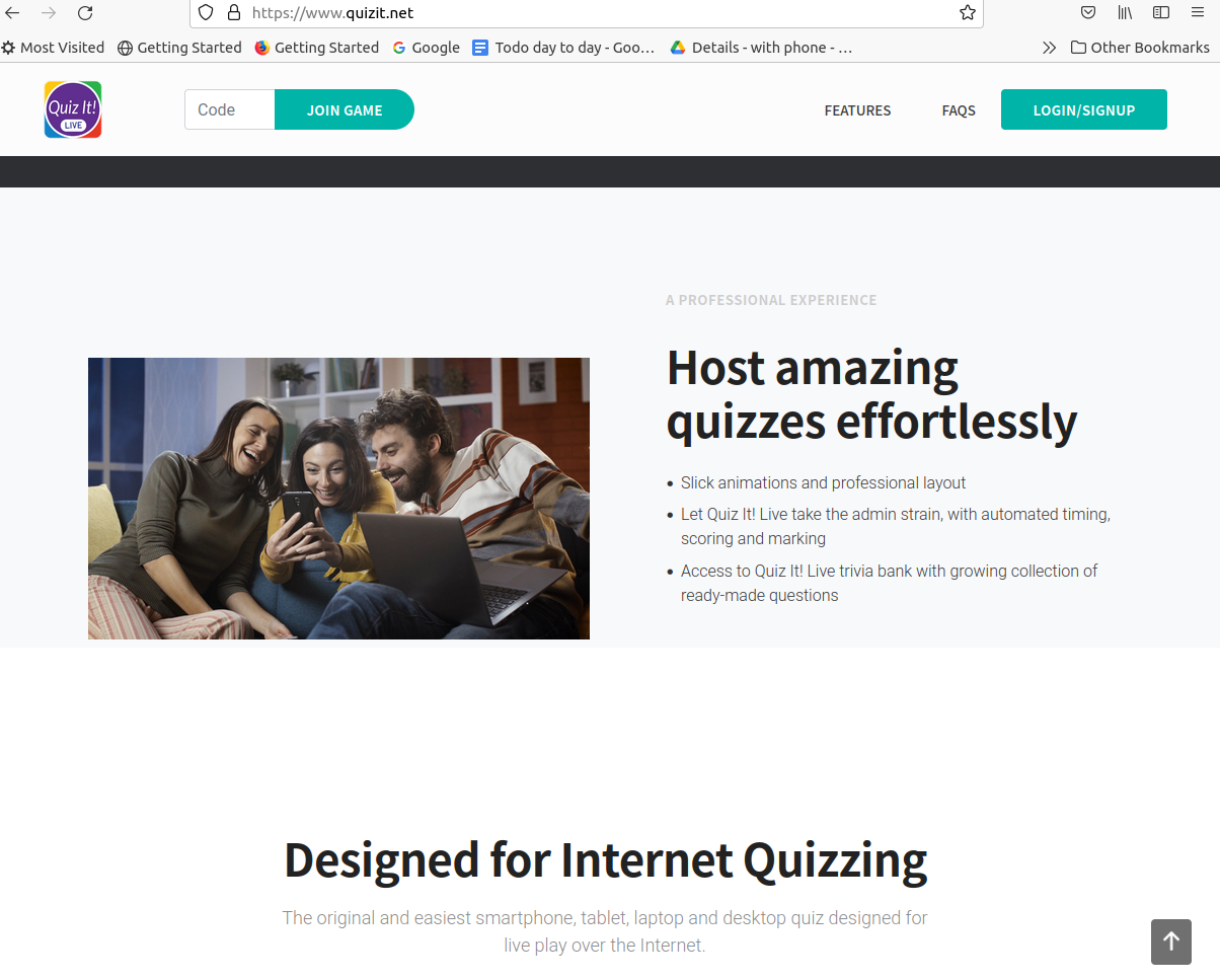 QuizIt Live Website