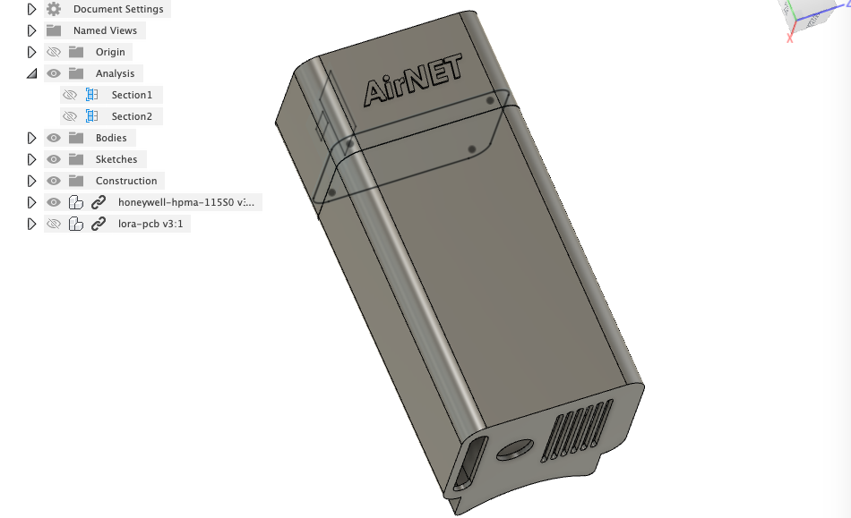 3D cad drawing of air quality sensor