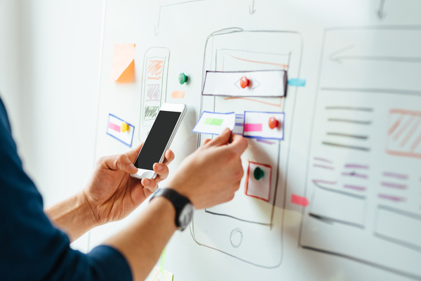 mobile development planning, paper based diagram